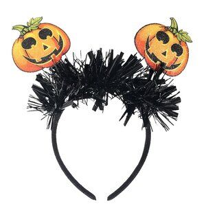 Halloween Headband Pumpkin Hairband for Women Men, Glitter Pumpkin Head Boppers